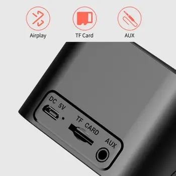 Přenosné Bezdrátové Bluetooth 5.0 Reproduktorový Sloup Super Bass Stereo Subwoofer Podpora TF AUX zrcadlo Budík FM Rádio Přijímač