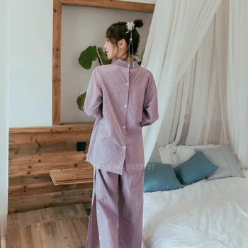2020 Čisté Bavlny Japonský Styl Oblečení Na Spaní Sady Lázně, Sauna Nosit Bavlněné Otevřené Zpět Zprávu Koupání Pyžamo Muži Ženy Kimono Yukata