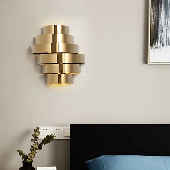 Art deco z nerezové oceli zdi světle moderní osvětlení zlata obývací pokoj ložnice lampa 35 cm wideth