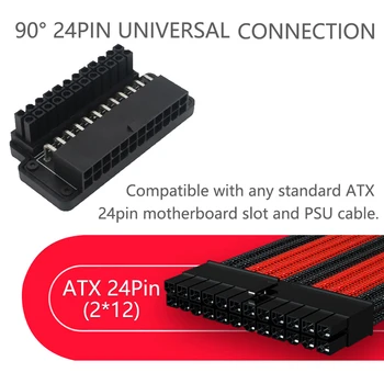 ATX 24-Pin Female na 24 Pinu Male 90 ° Úhlový Adaptér Mainboard základní Deska pro Stolní Napájecí Kabel PC Napájecí Kabel
