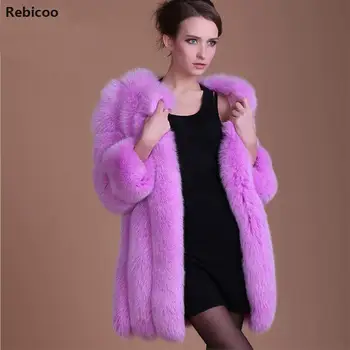 Rebicoo Podzim Zima Nové Dlouhé Husté Větruodolný Fuzzy Umělé Kožešiny Kabát Bunda Oblečení Top Kvalitní Verze Plus Velikost