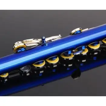 Modrá flétna C noha( 16 díru) poniklovaný klíč Čtyři barvy na výběr