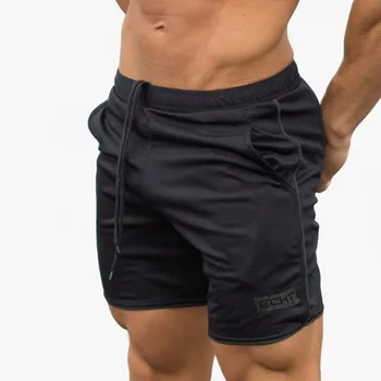 Nové letní pánské 2019 slim šortky tele délka fitness kulturistika muži ležérní fitness prodyšný mesh šortky beach tepláky