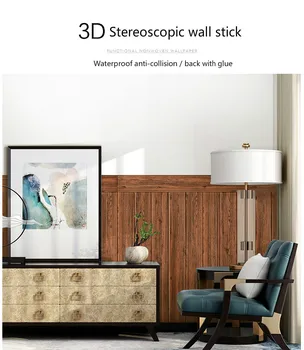 3D Dřeva, Obilí Samolepka na Zeď Home Dekor Pěny Vodotěsné Zeď Kryjící Samolepící Tapety pro Obývací Pokoj Dekorace