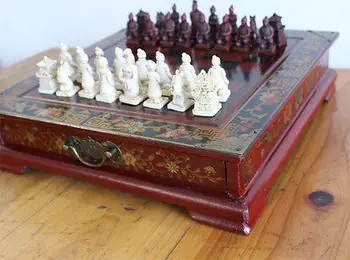 šachy Dřevěné Dárky, Růže Terakotových kusů Starožitné trojrozměrné Šachovnici