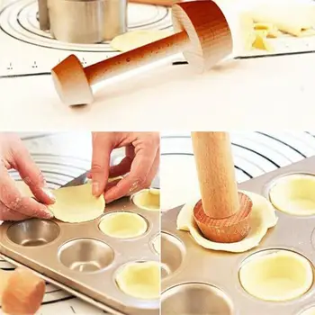 Dřevěné Vejce Koláč Posunovač Double Side Koláč Manipulovat Pečivo Tlačná Eggtart Dřevěné Formy pro Eggtart Dort Forma na Pečení Kuchyňské Nástroje
