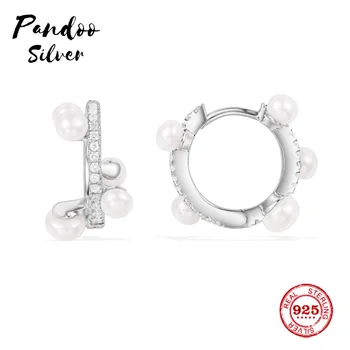 Módní Kouzlo Sterling Silver Originální 1:1 Replika,Stříbro Saturne Hoop Luxusní Náušnice S Perlami Šperky Dárek Pro Ženy