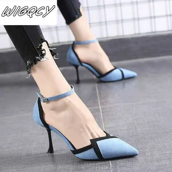 2020 brzy na jaře novou barvu odpovídající módní sandály ženy korejské verzi poukázal na vysokém podpatku spony ženy dvouhra boty