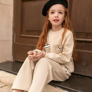 Dívčí Pletení Oblek 2020 Nový Styl Jaro Podzim Oblečení Korean Módní dětské Oblečení Dva Kus Set Oblečení Set