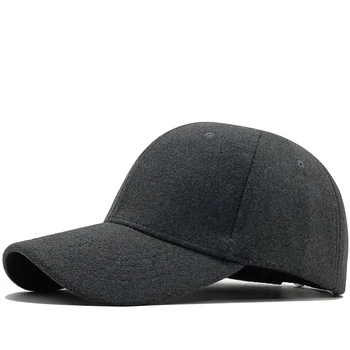 Jednoduché Pánské Zimní Jarní Podzimní Nastavitelný Baseball Hat šedá Vlněná Čepice pro Muže, Ženy Taktické Snapback Klobouk