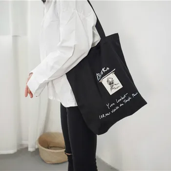 Velká Kapacita Plátno Tote Bag Bavlněné Tkaniny Tkaniny Opakovaně Použitelné Nákupní Tašky Kreativní Design Ženy Ležérní Kabelky