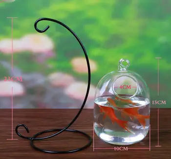 Mrosaa Fish Tank Závěsné Akvárium Bowl Flower Plant Vázu Stůl, akvárko Výška 15cm pro Malé ryby chovatelské Potřeby Vysoké kvality