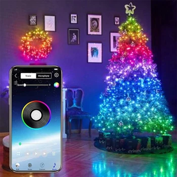 Nově Vánoční Strom Dekorace Světla Vlastní LED String Světla App Dálkové Ovládání Světlo S66