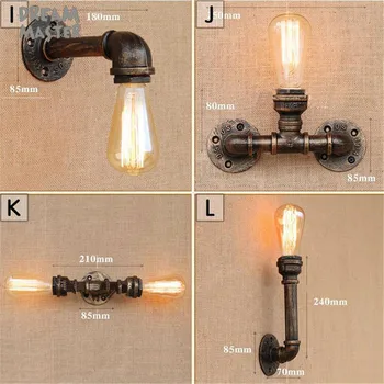 Loft Průmyslové železo rez nástěnné světlo s vypínačem Vody, potrubí, retro nástěnné svítidlo Vintage e27 svícnu osvětlení vnitřní dekor příslušenství