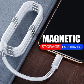 1M 2.4 Magnetická Nabíječka Micro USB Typ C-c Kabel Pro iPhone 11 X Samsung Android Fast Nabíjecí Kabel Self Vinutí USB Datový Kabel