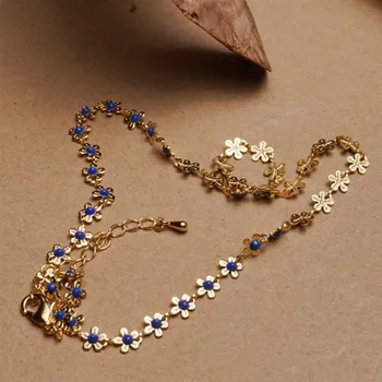HUANZHI 2020 Nové Korea Retro Zlatá kovový Korálek květina Klíční kost Řetěz Náhrdelník pro Ženy, Dívky, Svatební Nové Šperky Dárky