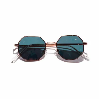 Retro polygon sluneční brýle Muži Ženy Luxusní růžové Objektiv Kulaté sluneční Brýle Vintage Malý rám Zrcadla barvu sluneční brýle
