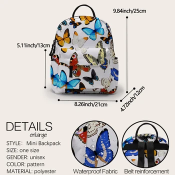 Deanfun Mini Batoh Butterfly Tištěné Školní Tašky, Batoh, Kabelka Pro Ženy Jako Dárek DMNSB-24
