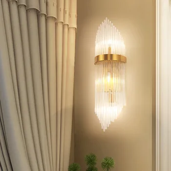 Moderní lehký luxusní nástěnné svítidlo obývací pokoj nástěnné svítidlo jednoduché Americké metalové lampa crystal hotel ložnice noční osvětlení, svítidlo
