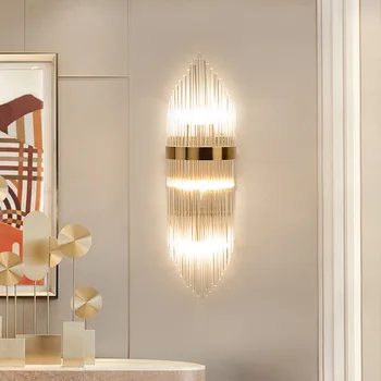 Moderní lehký luxusní nástěnné svítidlo obývací pokoj nástěnné svítidlo jednoduché Americké metalové lampa crystal hotel ložnice noční osvětlení, svítidlo