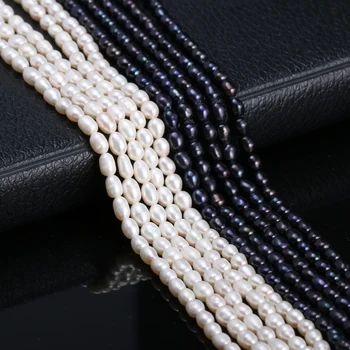 Přírodní Sladkovodní Kultivované Perly, Korálky Rýže Tvar Přírodní Perly pro Výrobu Šperků DIY Strand 14 Cm Velikost 3-4mm