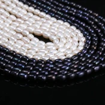 Přírodní Sladkovodní Kultivované Perly, Korálky Rýže Tvar Přírodní Perly pro Výrobu Šperků DIY Strand 14 Cm Velikost 3-4mm