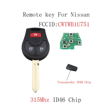 3Buttons 315mhz Dálkové klíč Pro Nissan Rogue 2008-2016 Versa 2012-CWTWB1U751 Originální klíče, Transpondér, Čip ID46