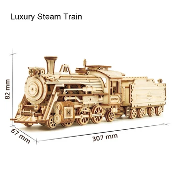 3D Dřevěné Puzzle Vlak Model DIY Dřevěný Vlak Hračky Mechanické vlak model kit TP-Hot