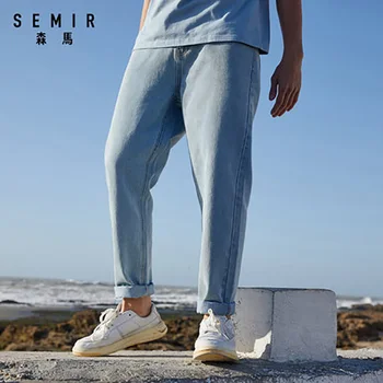 SEMIR Denim jeans muži 2021 jaře nové volné bavlněné džíny muž podzim zúžené kalhoty trend měkké bavlny street-vítr