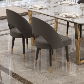 Nordic Light Luxury Jednoduché Módní Zlaté Harbor Hotel Modelu Pokoj Masivního Dřeva, Jídelní Židle