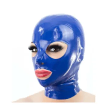 Modré latexové hood ženy ženské exotické latexové kukly, masky, spodní prádlo jednotné halloween cosplay party