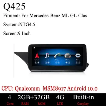 Android 9Inch 4/8Core 4+64G Auto Auto rádio Přehrávač GPS Navigace Pro Mercedes Benz ML-Class W166/Třídy GL X166 2012 -