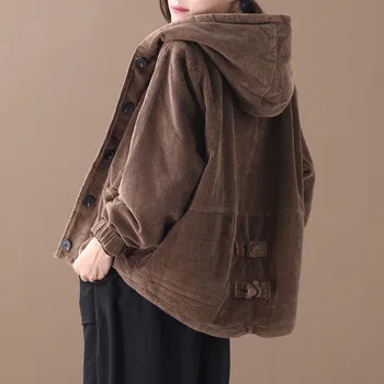 Max LuLu 2019 Luxusní Korejské Značky Dámy Streetwear Dámské Gotické Zimní Teplé Bundy S Kapucí Parka Vintage Manšestr Čalouněný Kabáty