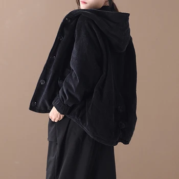 Max LuLu 2019 Luxusní Korejské Značky Dámy Streetwear Dámské Gotické Zimní Teplé Bundy S Kapucí Parka Vintage Manšestr Čalouněný Kabáty