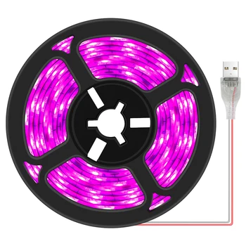 Full Spectrum LED Grow Světlo USB Světla Rostou Pás 0,5 m 2m 3m 2835 SMD DC5V LED Phyto Pásky pro Osivo, Rostliny, Květiny, Skleníky