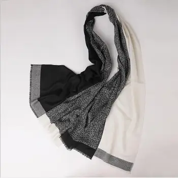 Naizaiga 50% hedvábí, 50% kašmír ženy módní Leopard tisk patchwork šátek značky luxusní pashmina,SN36