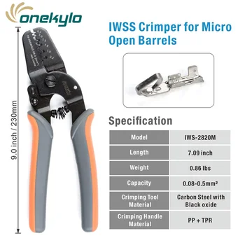 IWS-2412M Mini Micro Otevřít Barel Krimpovací kleště Multi-Funkční Drát Striptérka Kabelové Řezačky Kleště pro JAM Tyco, Molex, JST Terminálu
