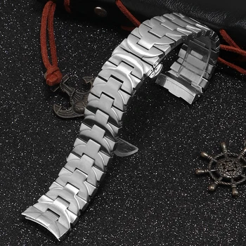 Z nerezové oceli hodinky kapela 24mm stříbrný náramek s butterfly spony Náhradní kovový pás pro PAM111 441 pánské náramek