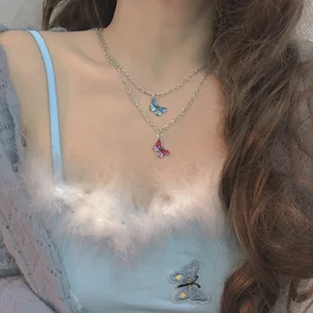Roztomilý 90. let Motýlí Náhrdelník korejská Lisa Styl Fantacy Náramek Pastel Víla Řetězec Instagram Horké Tumblr Egirl Dropshipping