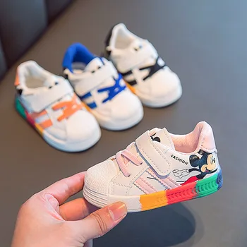 Disney Mickey dětské boty boys tenisky bílé boty děti dívky rainbow spodní baby soft dno příležitostné kreslený boty