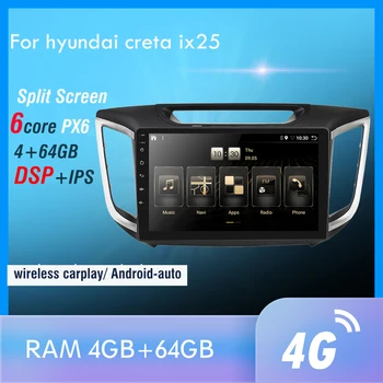 Android 10.0 PX6 auto DVD GPS, 4G, WI-fi multimediální přehrávač Pro Creta ix25 auto dvd navigace, rádio, video, audio přehrávač