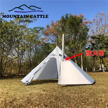 MountainCattle Tingxue 400 Patent Osmiboká Wild Camping Komín Dřevo Pyramida Stan