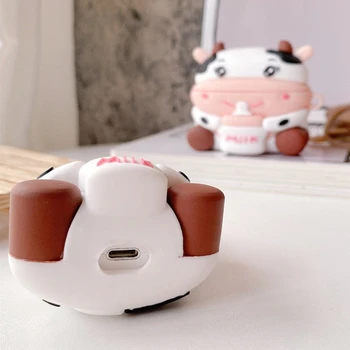 3D Roztomilé Dítě Kráva Krmení-láhev Protector Silikonové Pouzdro pro Airpods 1 2 Pro pro Apple Bluetooth Sluchátka Nabíjecí Box