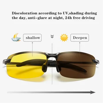 ZHIYI Značka Noční Vidění Brýle Den A Noc Řidičské Brýle Módní Muži Polarizované Samozabarvovací sluneční Brýle, UV400 Oculos De Sol