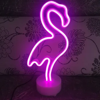 Noční Světlo Napájení z Baterie Neon Stolní Lampa Flamingo Holiday LED pro Festival Svatební Kis Pokoj Domácí Dekor