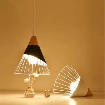 Dřevo, LED Přívěsek Světlo Ložnice, Obývací Pokoj Dekorace Visí lampa Restaurace Kuchyně 90-260v Vnitřní osvětlení Závěsné Svítidlo