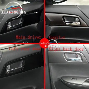 Pro Honda Accord 13-17 4x Uhlíkové Vlákno Barva Vnitřní kliky Dveří Panel Kryt Střihu
