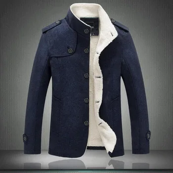 Rusko Hot Prodej Bundy Muži Podzim Zimní svrchní oděv Vysoce kvalitní Vlněné Sako Plus Sametové Teplé Zahuštěný Kabát