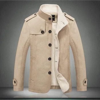 Rusko Hot Prodej Bundy Muži Podzim Zimní svrchní oděv Vysoce kvalitní Vlněné Sako Plus Sametové Teplé Zahuštěný Kabát
