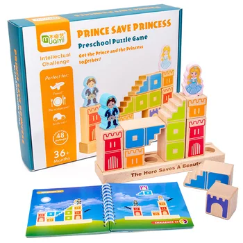 Montessori Dřevěné Puzzle Box Kreativní Den a Noc, Kompletace Stavební Bloky Dřevěné Hračky pro Děti, rané učení Hračka Dárky